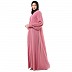Casual front open abaya- Tulip Pink